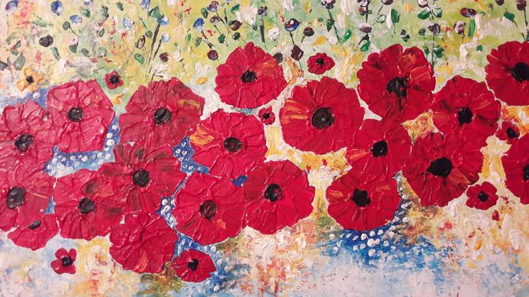 Original Abstract Expressionism Floral Painting by Guerry christiane