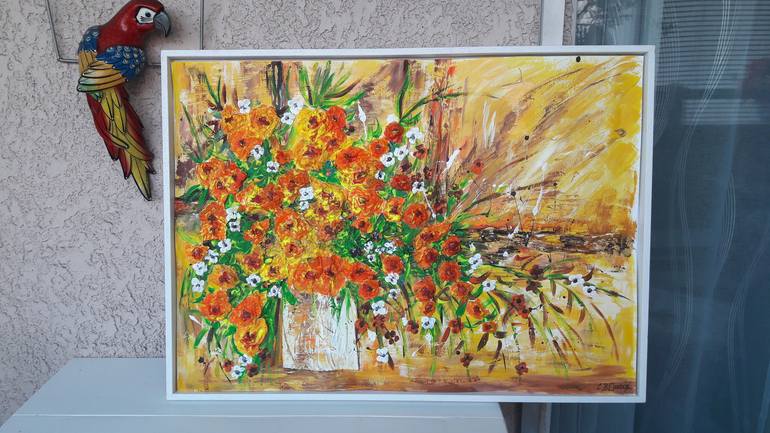 Original Art Deco Floral Painting by Guerry christiane