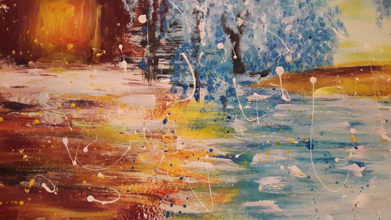 Original Abstract Expressionism Landscape Painting by Guerry christiane