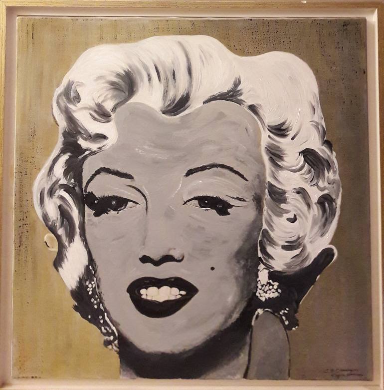 Original Pop CultureCelebrity Painting by Guerry Christiane  Art Deco Art on Canvas  MARILYN MONROE