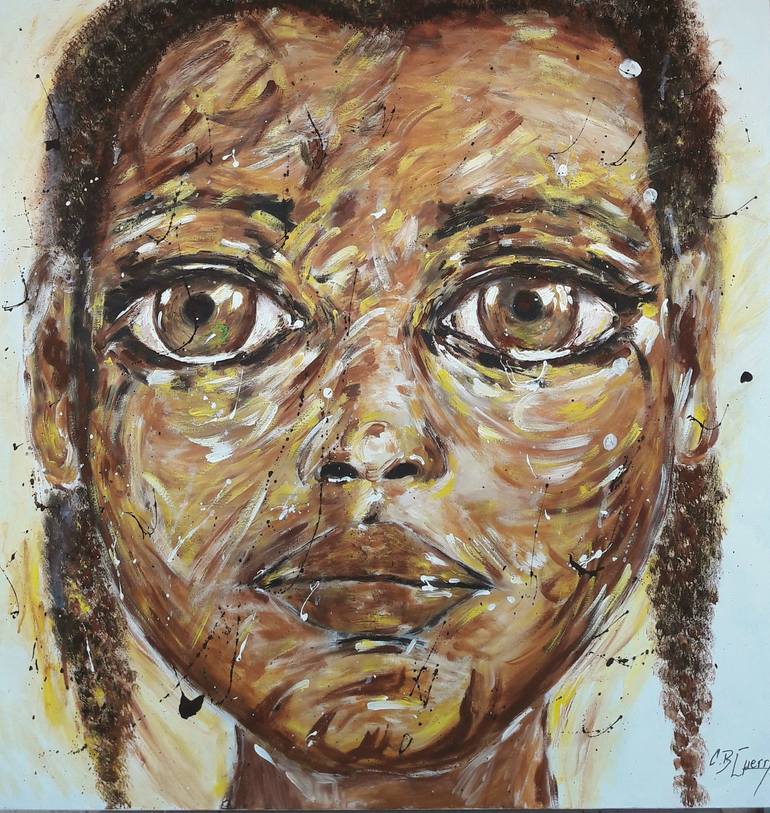 Original People Painting by Guerry Christiane  Expressionism Art on Canvas  PETITE FILLE