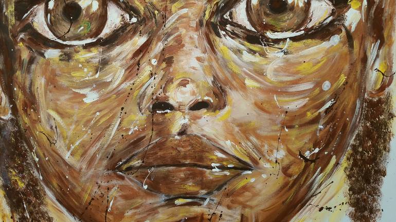 Original Expressionism Portrait Painting by Guerry christiane