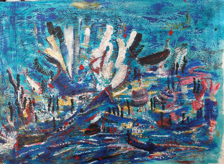 Original Expressionism Seascape Painting by Guerry christiane