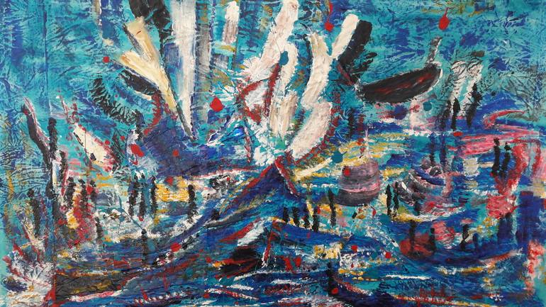 Original Expressionism Seascape Painting by Guerry Christiane