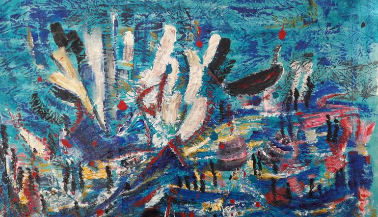 Original Expressionism Seascape Painting by Guerry Christiane