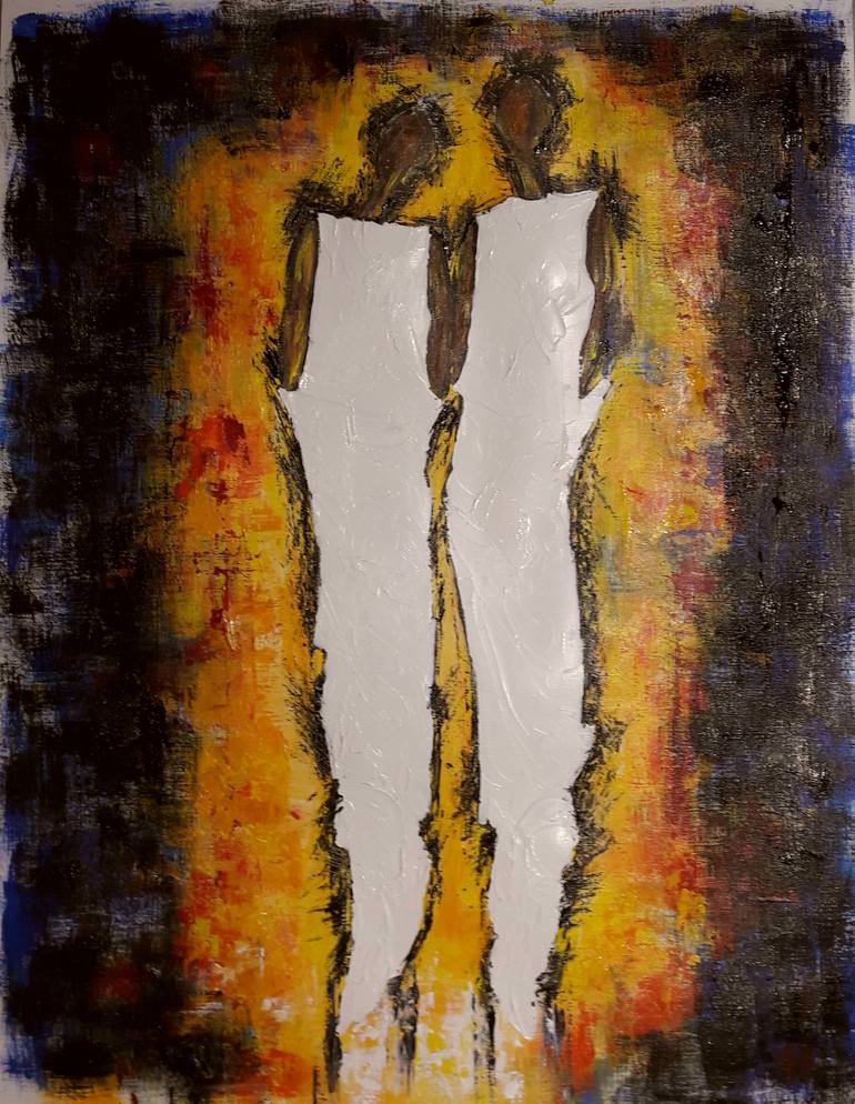 Original Expressionism Love Painting by Guerry Christiane