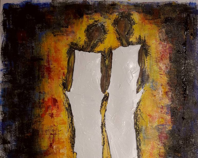 Original Figurative Love Painting by Guerry christiane