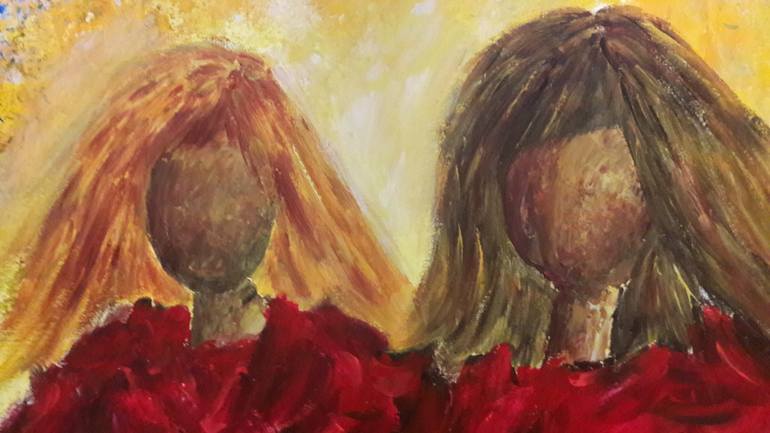 Original Expressionism Love Painting by Guerry Christiane