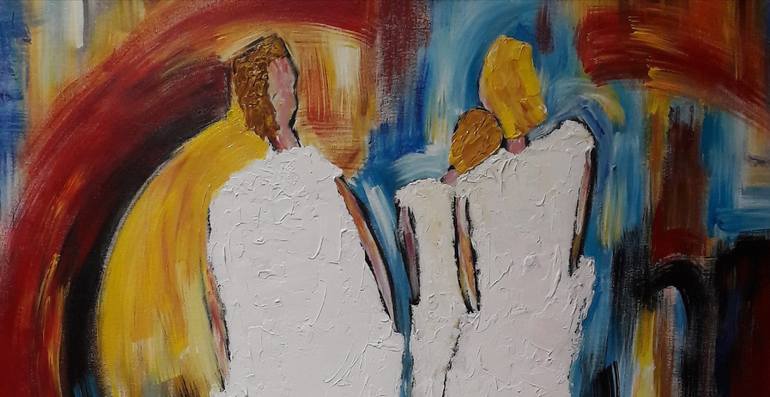 Original Figurative Love Painting by Guerry christiane