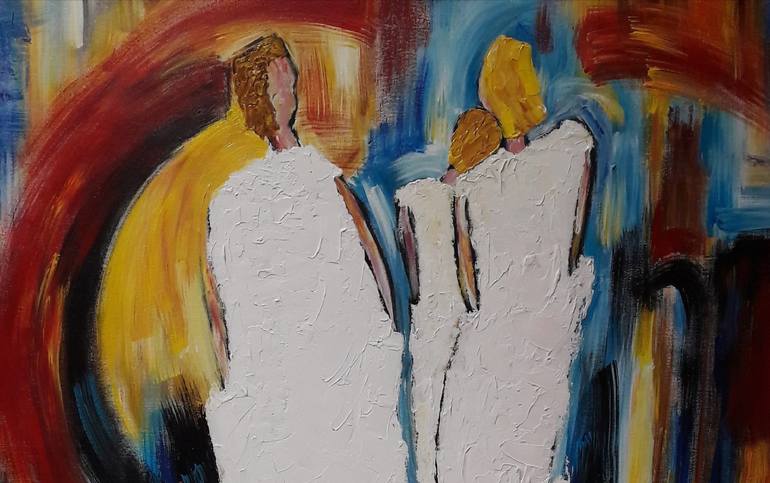 Original Figurative Love Painting by Guerry christiane