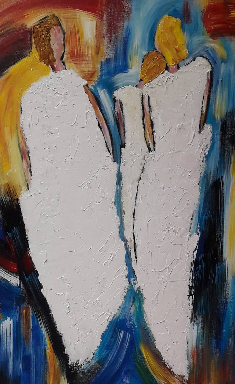 Original Figurative Love Painting by Guerry christiane