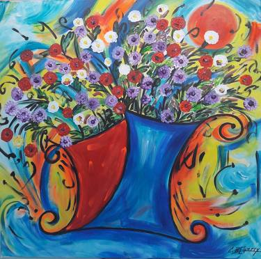 Original Expressionism Floral Paintings by Guerry christiane