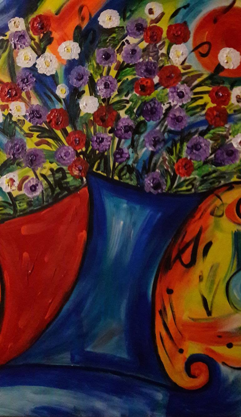 Original Expressionism Floral Painting by Guerry Christiane