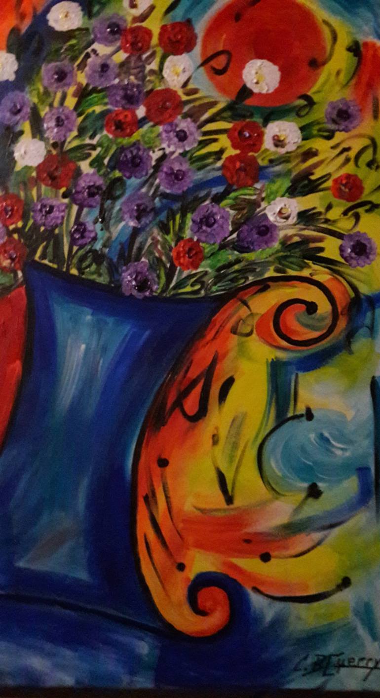 Original Expressionism Floral Painting by Guerry Christiane