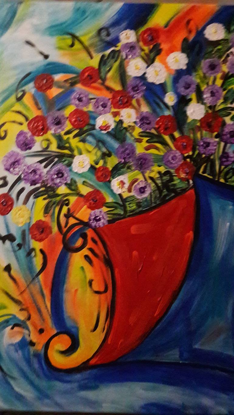 Original Expressionism Floral Painting by Guerry christiane