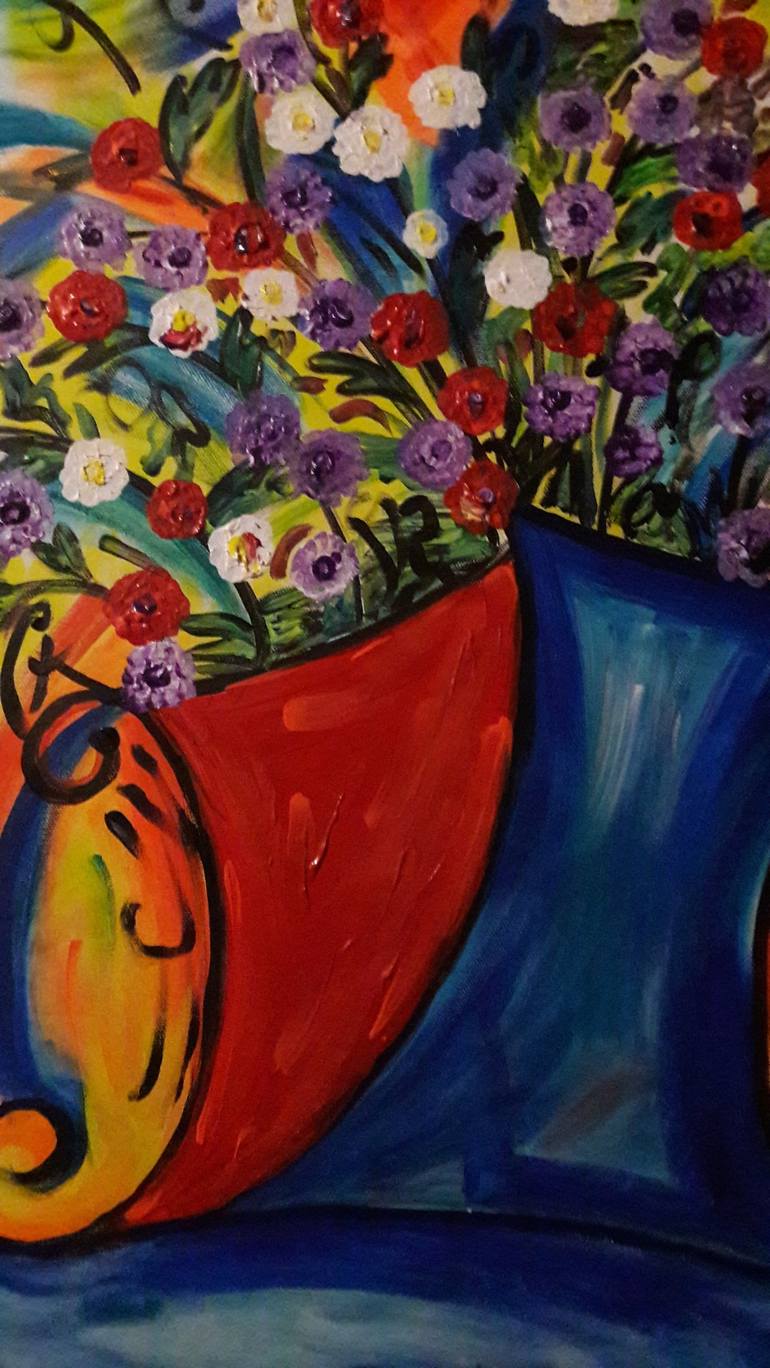 Original Expressionism Floral Painting by Guerry christiane