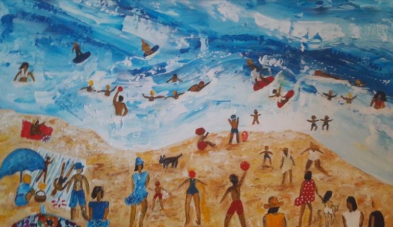 Original Beach Painting by Guerry christiane