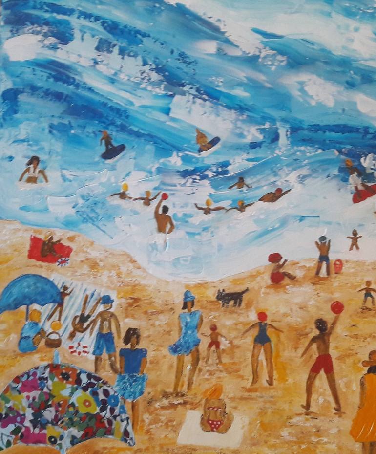 Original Beach Painting by Guerry christiane