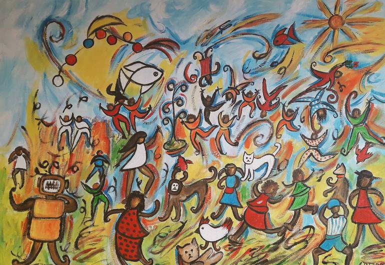 Original Expressionism World Culture Painting by Guerry christiane