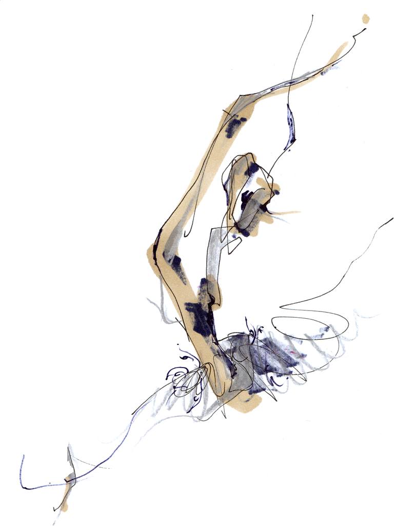 Original Abstract Performing Arts Drawing by Hogto Louso