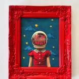 Dream Chaser – Whimsical Surreal Portrait in Red Ornate Frame by Erika C Brothers