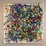 48"x48" Multicolor Dots-Acrylic on Canvas, dots are created in many layers of pour paint.