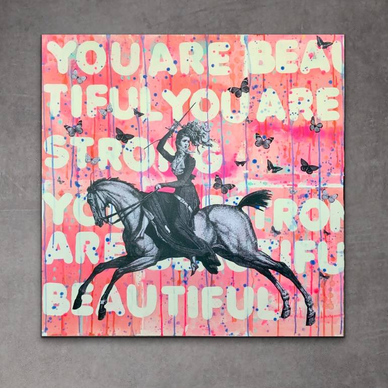 Original Figurative Horse Collage by Erika C Brothers