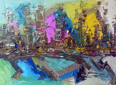 Original Expressionism Landscape Paintings by Bob Usoroh