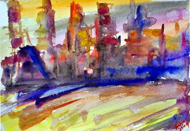 Print of Expressionism Cities Paintings by Bob Usoroh