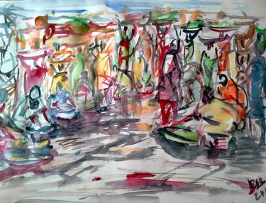 Print of Expressionism Rural life Paintings by Bob Usoroh