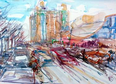 Print of Impressionism Cities Paintings by Bob Usoroh