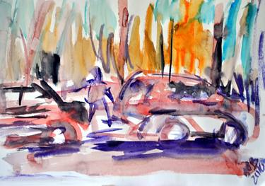 Original Expressionism Automobile Paintings by Bob Usoroh