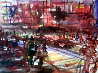 Print of Expressionism Cities Paintings by Bob Usoroh
