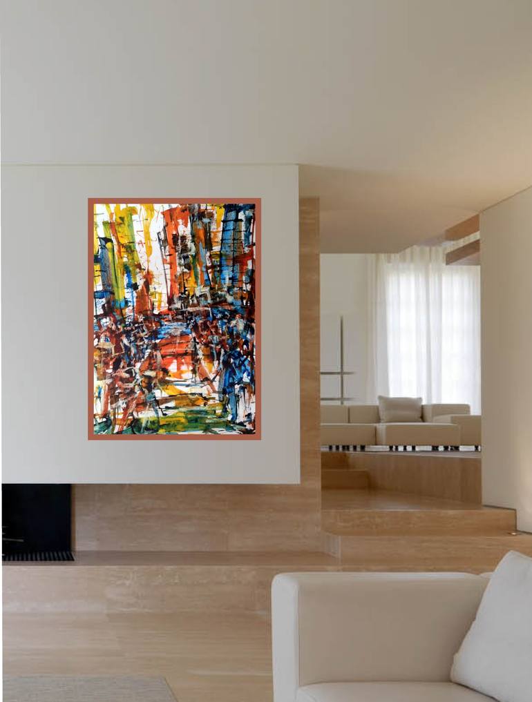 Original Expressionism Cities Painting by Bob Usoroh