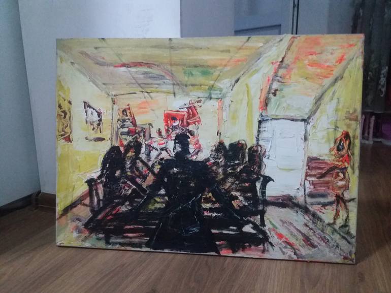 Original Expressionism People Painting by Bob Usoroh