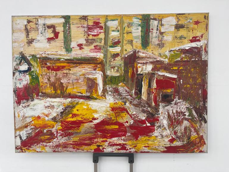 Original Expressionism Architecture Painting by Bob Usoroh