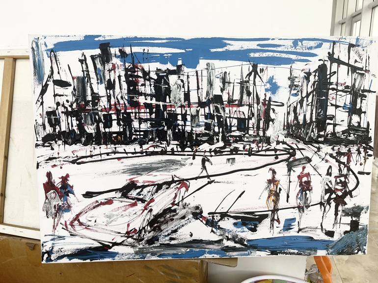 Original Expressionism Cities Painting by Bob Usoroh