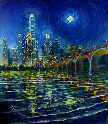 Saatchi Art Artist Dan Terry; Paintings, “Full Moon Over Austin” #art