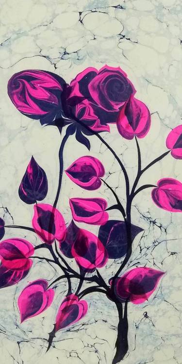 Original Art Deco Floral Paintings by Mukadder Kavas Sanatının Elçisi