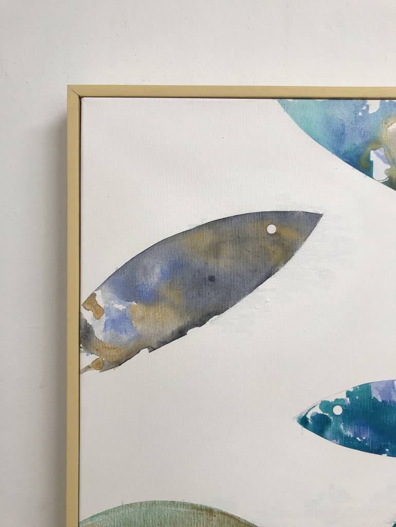 Original Abstract Expressionism Fish Painting by Eleni Pratsi