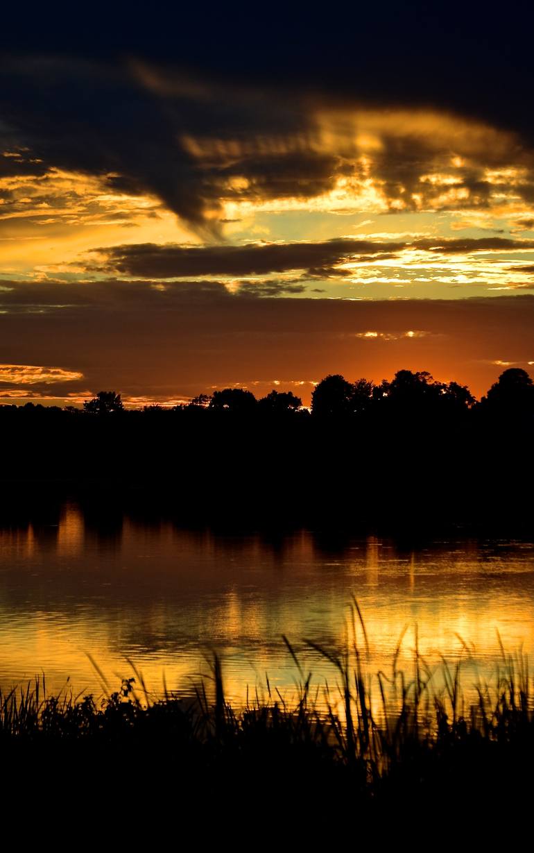 Original Nature Photography by Agnieszka Kukawska | Conceptual Art on Paper | ""The Summer Sunset Above the Lake" - Limited Edition 1 of 5