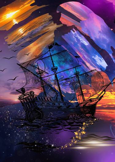Print of Ship Digital by Elena Stroganova