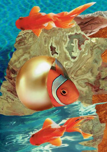Original Abstract Fish Collage by Elena Stroganova