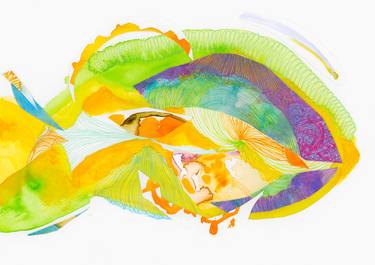 Original Abstract Fish Collage by Satomi Sugimoto