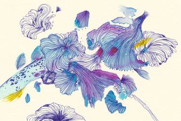 Original Fine Art Abstract Drawings by Satomi Sugimoto