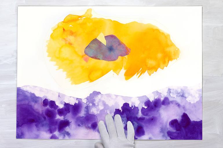 Original Abstract Landscape Collage by Satomi Sugimoto