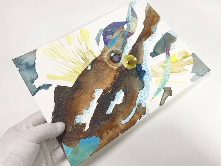 Original Abstract Fish Collage by Satomi Sugimoto