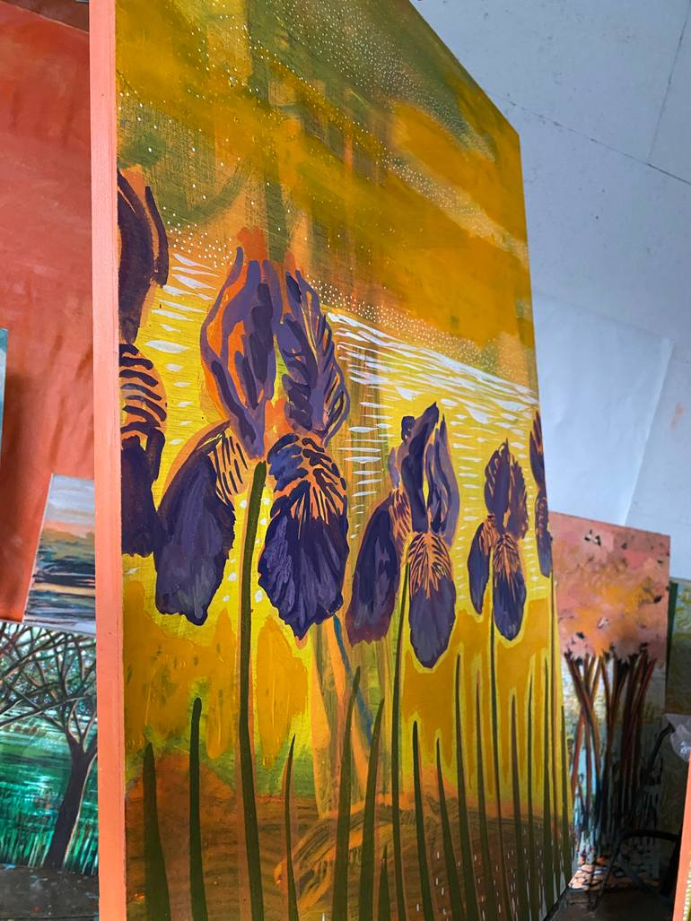 Original Abstract Floral Painting by Stéphanie De Malherbe