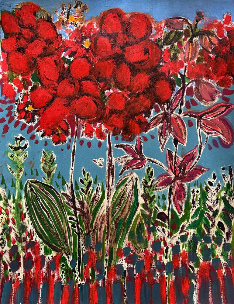 Original Abstract Expressionism Floral Paintings by Stéphanie De Malherbe