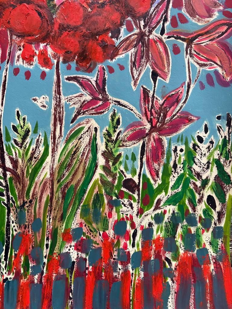 Original Abstract Expressionism Floral Painting by Stéphanie De Malherbe